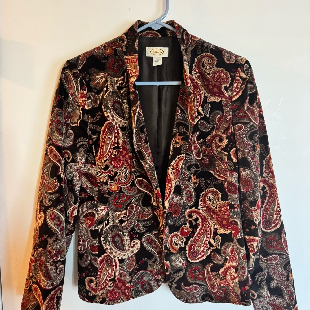 Talbots Red and Black Paisley Blazer